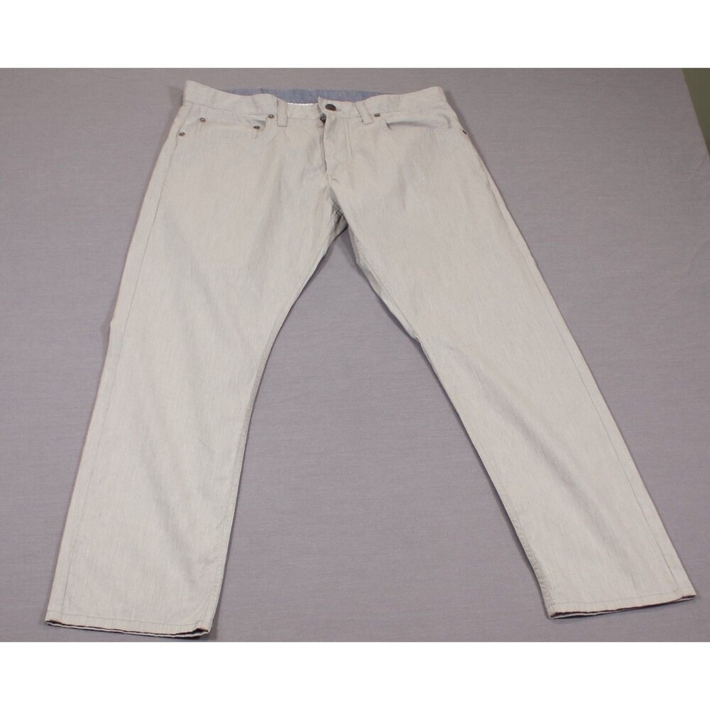 Brooks Brothers Red Fleece Denim Jeans Mens Light Gray Straight Stretch 34 X 30